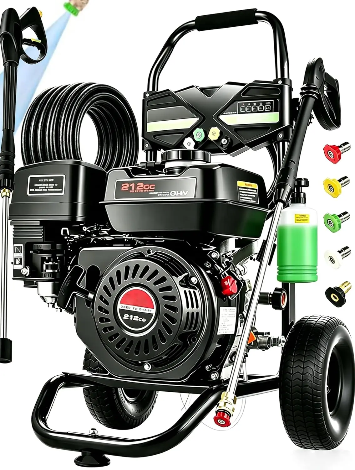 Pressure Washer 4200 PSI Gas Power Washer 4.0 GPM 212CC Commercial High Pressure Washer Cleaner with 25ft Hose, Spra
Pressure Washer 4200 PSI Gas Power Washer 4.0 GPM 212CC Commercial High Pressure Washer Cleaner with 25ft Hose, Spra