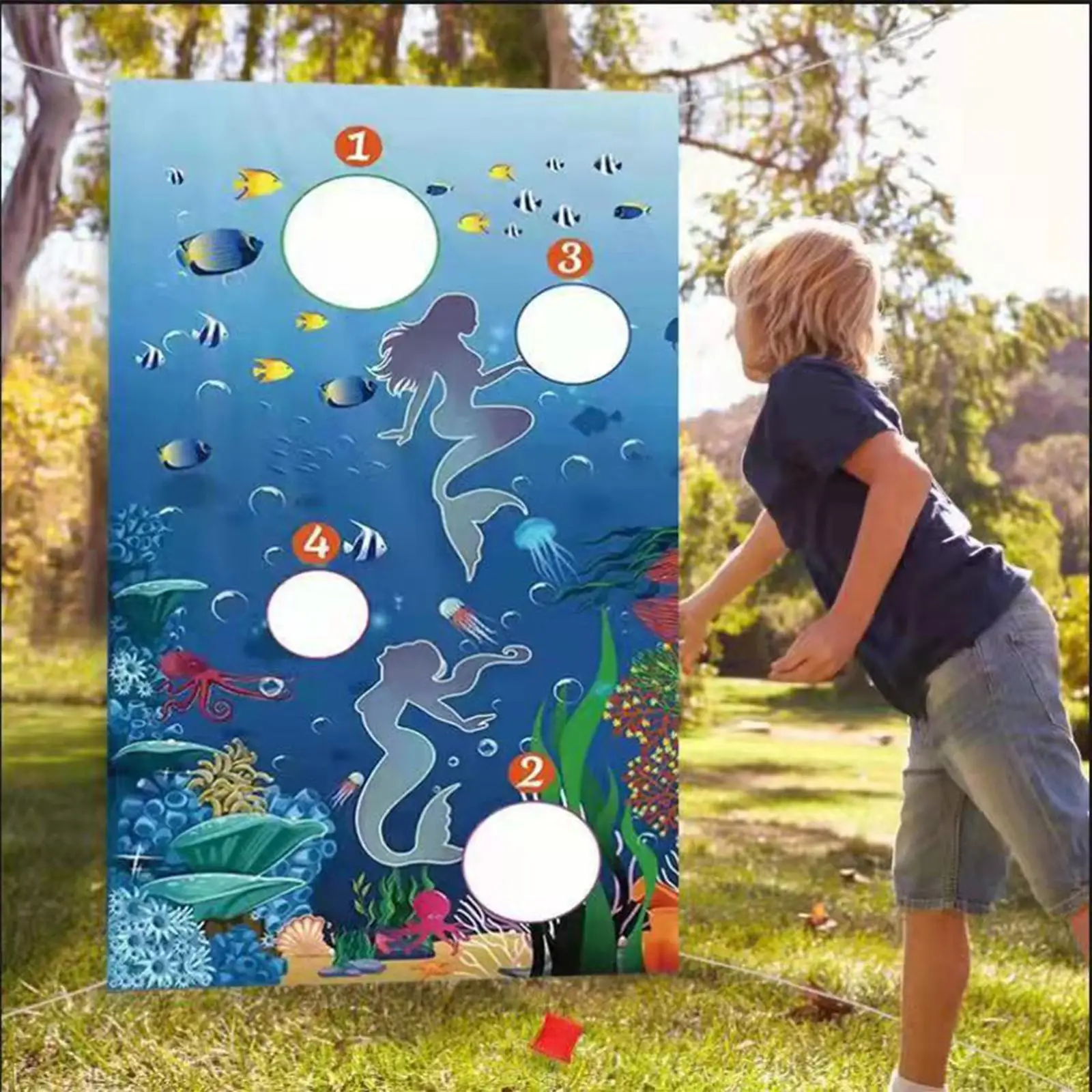 Ocean Theme Sandbag Throwing Game Large Hanging Throwing Game Toy Game Toss Sandbag Flag for Kids Party Home Toy Toss Game Kit
Ocean Theme Sandbag Throwing Game Large Hanging Throwing Game Toy Game Toss Sandbag Flag for Kids Party Home Toy Toss Game Kit