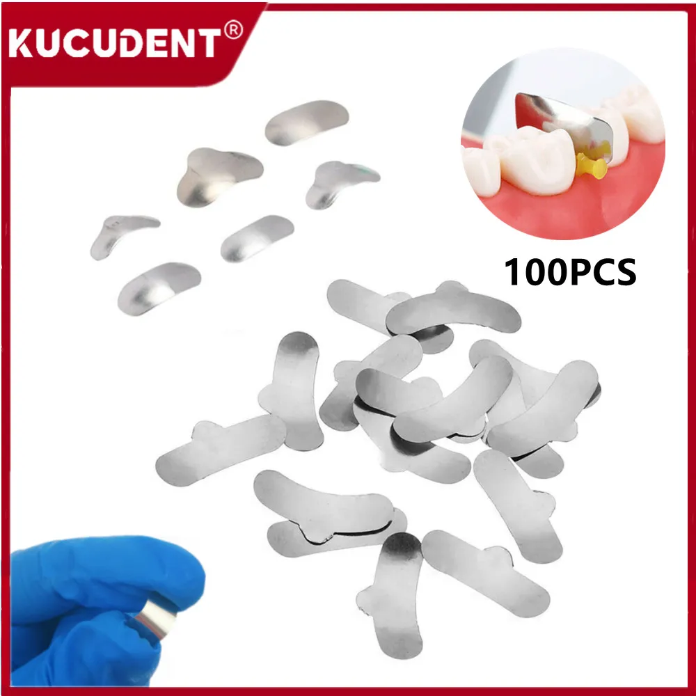 50/100pcs Dental Matrix Band Sectional Contoured Metal Matrices Refill Wedges Stainless Steel Forming Sheet Tooth Repair Tools
50/100pcs Dental Matrix Band Sectional Contoured Metal Matrices Refill Wedges Stainless Steel Forming Sheet Tooth Repair Tools
