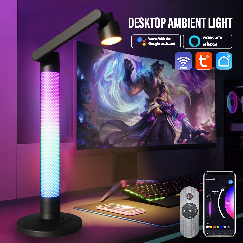 LED Smart WiFi Desk Lamp RGB Desktop Ambient Night Light APP Dimmable Voice Control Desktop Lamp for Reading Bedroom Game Room
LED Smart WiFi Desk Lamp RGB Desktop Ambient Night Light APP Dimmable Voice Control Desktop Lamp for Reading Bedroom Game Room