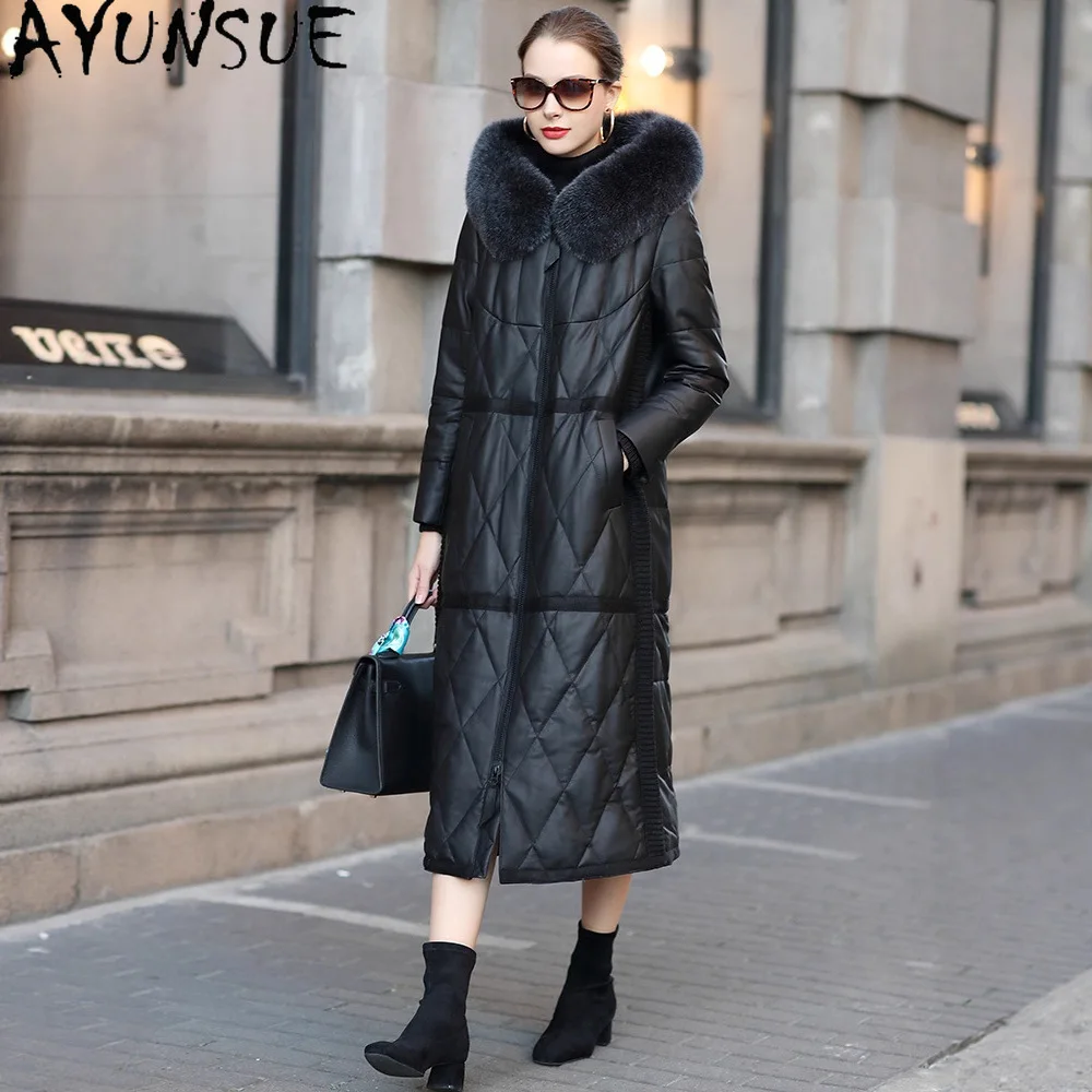 AYUNSUE Genuine Leather Down Jacket Top Layer Sheepskin Womens Coats Warm Fox Fur Collar Winter Clothes Trendy Дубленка Женская
AYUNSUE Genuine Leather Down Jacket Top Layer Sheepskin Womens Coats Warm Fox Fur Collar Winter Clothes Trendy Дубленка Женская