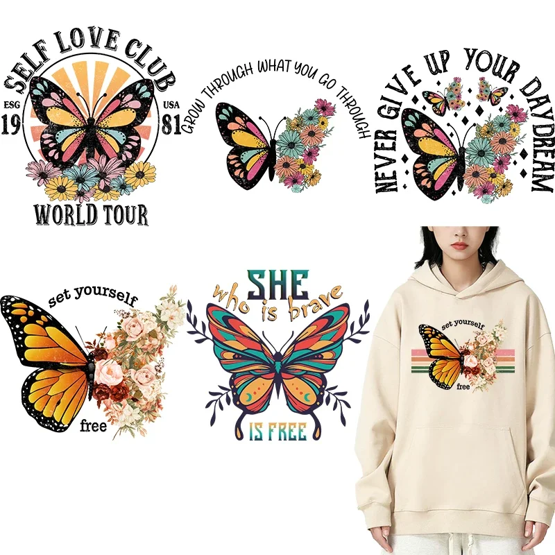 Fashion cartoon butterfly Iron on transfer for clothing Colorful flowers Heat Transfer Printing dtf transfers ready to press
Fashion cartoon butterfly Iron on transfer for clothing Colorful flowers Heat Transfer Printing dtf transfers ready to press