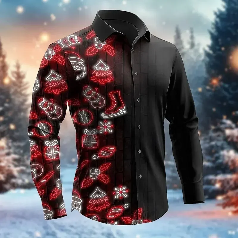 Christmas Men's Santa Claus Tree Neon Dress Shirt Long Sleeve Shirt Casual Party Evening Daily Festival Top Collar Design
Christmas Men's Santa Claus Tree Neon Dress Shirt Long Sleeve Shirt Casual Party Evening Daily Festival Top Collar Design