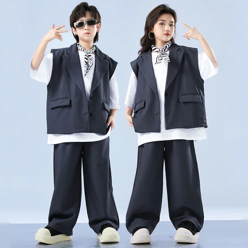 Jazz Street Dance Outfit Girls Boys Shuffle Pants Grey Casual Suit Dance Performance Wear Hip Hop Dancer Team Stage Costume
Jazz Street Dance Outfit Girls Boys Shuffle Pants Grey Casual Suit Dance Performance Wear Hip Hop Dancer Team Stage Costume