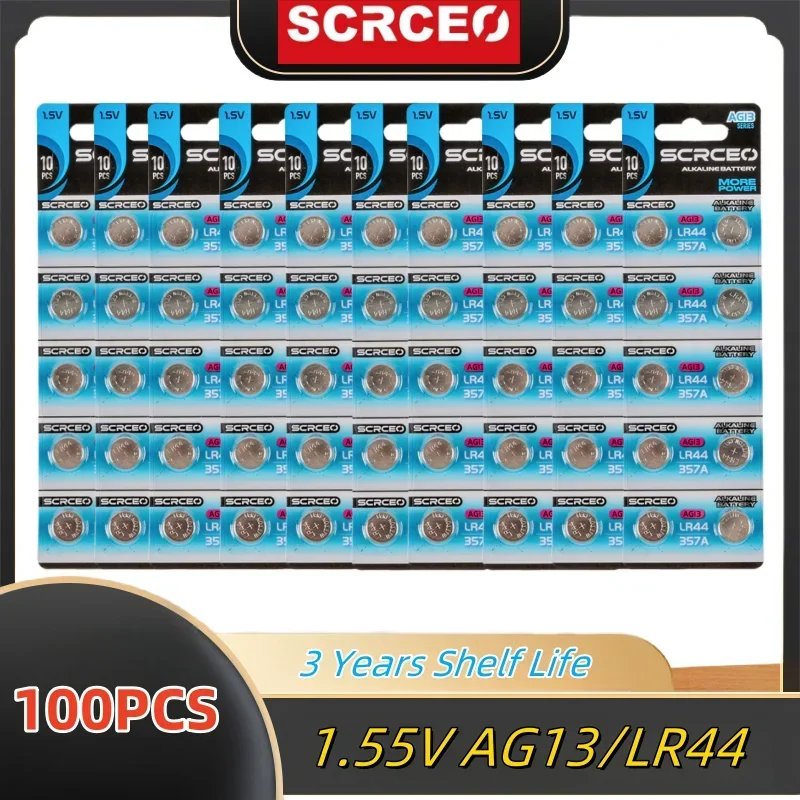 100pcs 1.5V LR44 Batteries AG13 Button Cell Battery 357 SR44 LR1154 Button Coin Batteries L1154 Battery for Watch Toys Remote
100pcs 1.5V LR44 Batteries AG13 Button Cell Battery 357 SR44 LR1154 Button Coin Batteries L1154 Battery for Watch Toys Remote