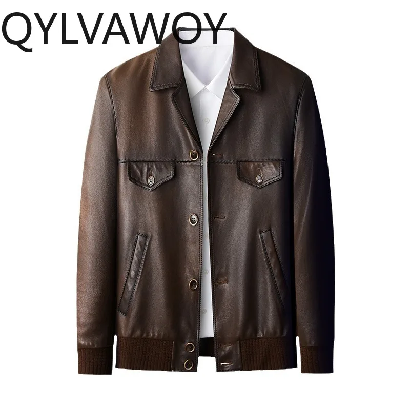 QYLVAWOY Retro Men's Sheepskin Real Leather Jacket Short Brown Jacket Spring Autumn Jackets for Man Leather Coat Jaqueta Fashion
QYLVAWOY Retro Men's Sheepskin Real Leather Jacket Short Brown Jacket Spring Autumn Jackets for Man Leather Coat Jaqueta Fashion