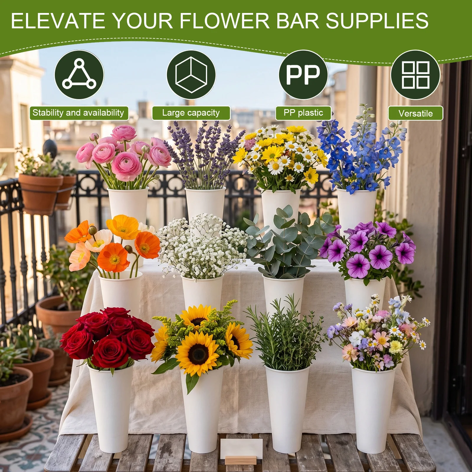 12 PCS Flower Display Stand Buckets (Flower Stand Not Included) Plastic Plant Planter for Home Patio Balcony Garden
12 PCS Flower Display Stand Buckets (Flower Stand Not Included) Plastic Plant Planter for Home Patio Balcony Garden
