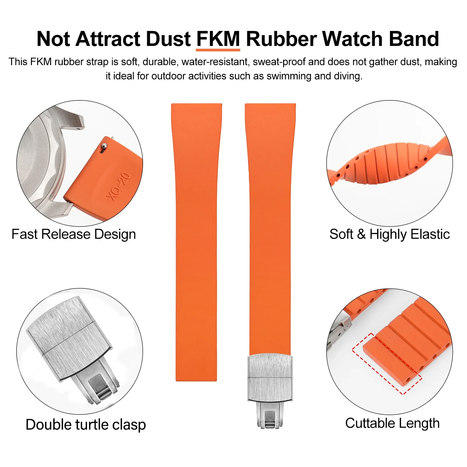 New Fluoro Rubber Watch Band CTS FKM Strap 18 19 20 21 22mm Cut to Size Fast Release Adjustable Universal Bracelet for Men Women
New Fluoro Rubber Watch Band CTS FKM Strap 18 19 20 21 22mm Cut to Size Fast Release Adjustable Universal Bracelet for Men Women