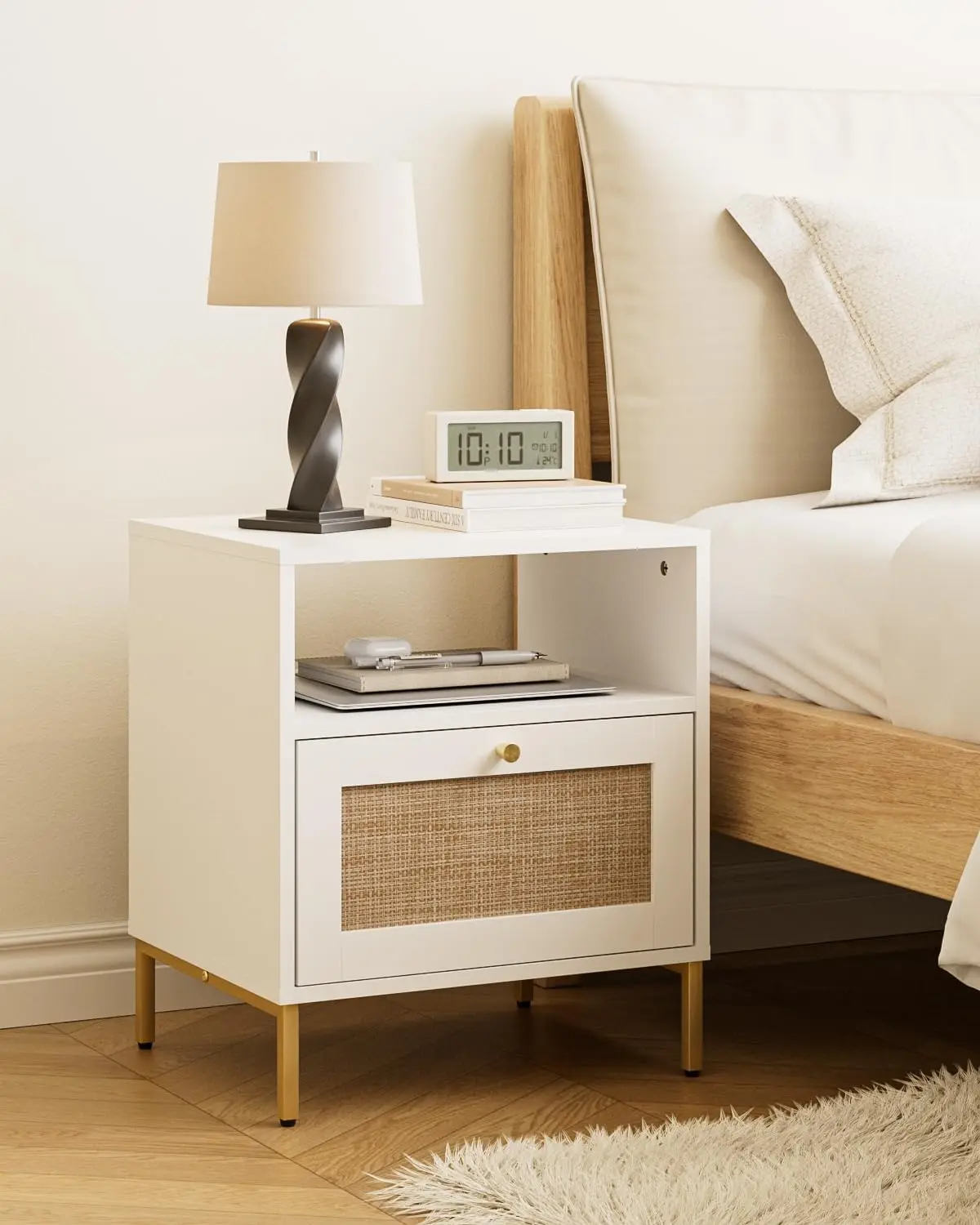 Extra Large Nightstand Rattan Night Stand, Modern Side Table Boho Farmhouse Wood Bedside Table with Storage Drawer and Open S
Extra Large Nightstand Rattan Night Stand, Modern Side Table Boho Farmhouse Wood Bedside Table with Storage Drawer and Open S