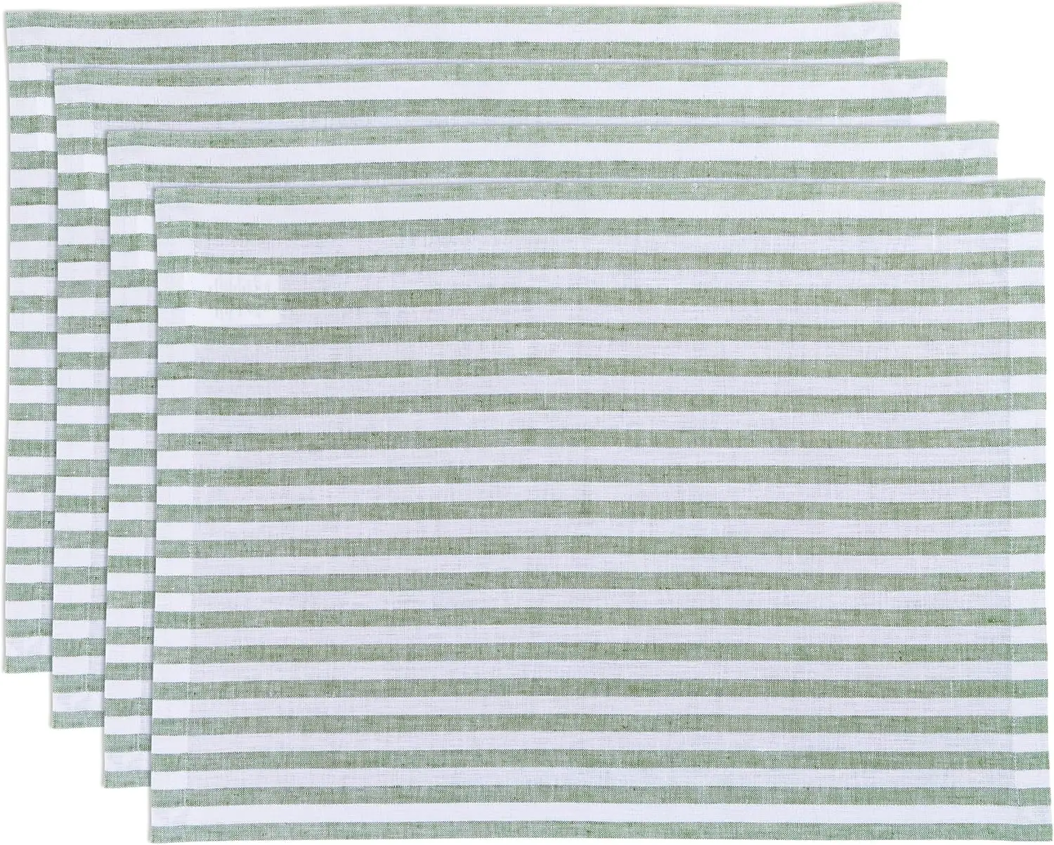 Pure Linen Placemats Set of 4 - Green and White Stripe 14x19 Inch for Spring Summer Farmhouse
Pure Linen Placemats Set of 4 - Green and White Stripe 14x19 Inch for Spring Summer Farmhouse