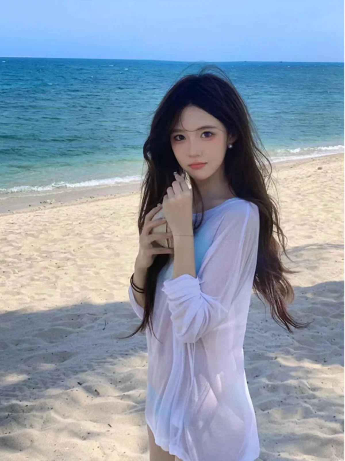 White Thin Long Sleeve Knitted Top Women's Summer Beach Outerwear Sexy Spicy Girl Air Conditioning Cover up Sweet Style
White Thin Long Sleeve Knitted Top Women's Summer Beach Outerwear Sexy Spicy Girl Air Conditioning Cover up Sweet Style