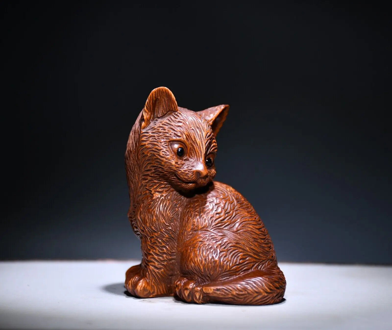 Chinese Vintage Wooden Boxwood Intricately carved Cat Statue Sculpture Art Gift
Chinese Vintage Wooden Boxwood Intricately carved Cat Statue Sculpture Art Gift