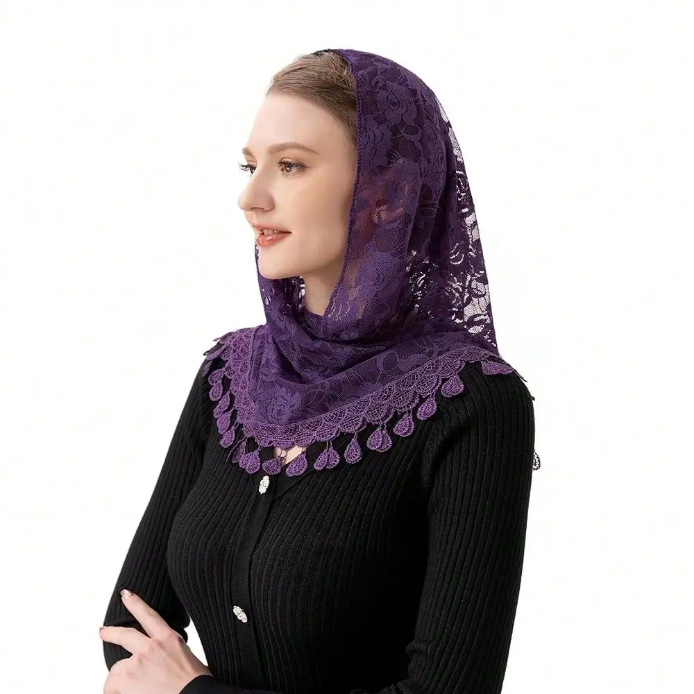 Mass Veil Triangle Mantilla Cathedral Head Covering Chapel Veil Lace Shawl Latin Scarf Colorname Purple
Mass Veil Triangle Mantilla Cathedral Head Covering Chapel Veil Lace Shawl Latin Scarf Colorname Purple