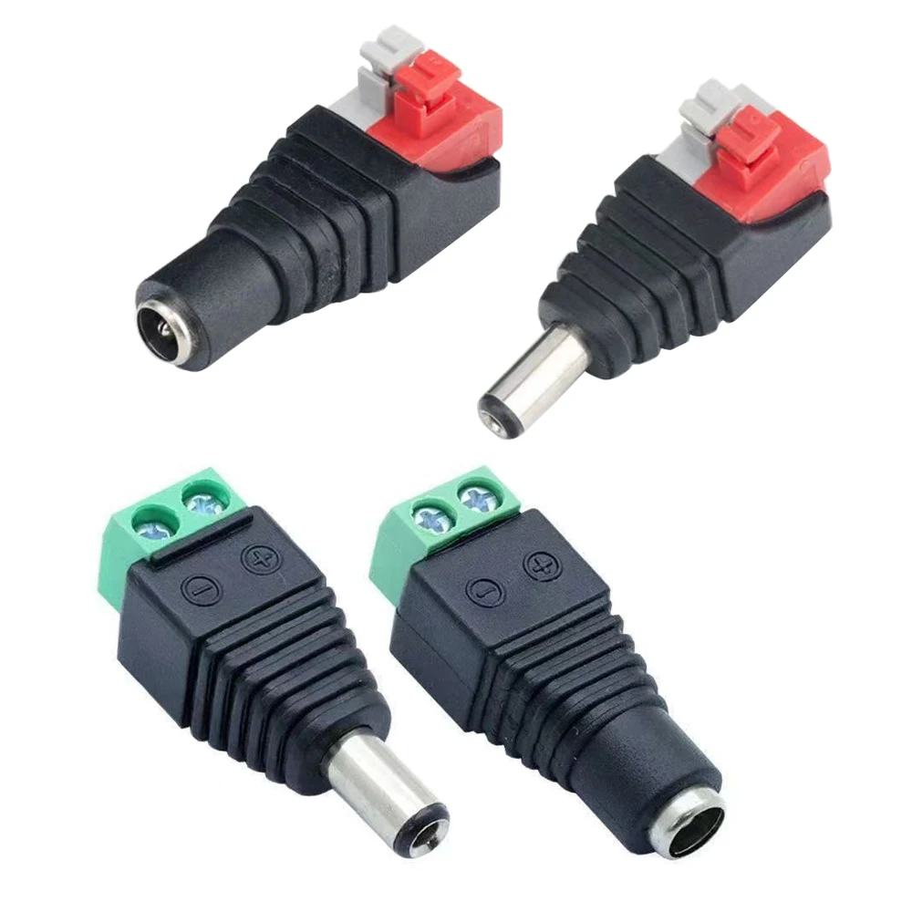 DC Female Power Connector 5.5*2.1MM Solderless DC Male Conversion Terminal Push Type Non-push Type For LED/Monitoring Camera
DC Female Power Connector 5.5*2.1MM Solderless DC Male Conversion Terminal Push Type Non-push Type For LED/Monitoring Camera