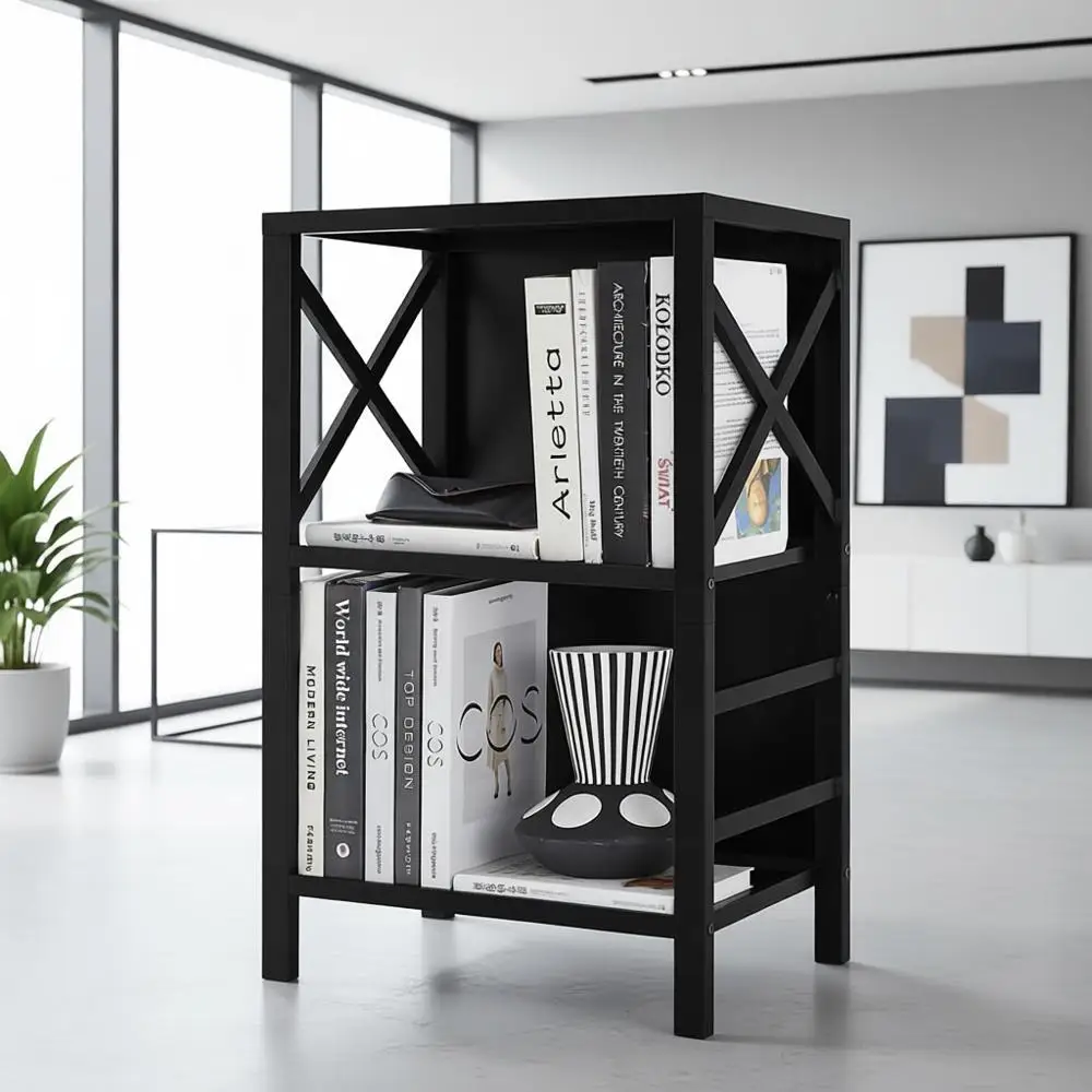 Industrial Metal 3-Tier Bookshelf, Compact Black Bookcase for Small Spaces, Living Room, Bedroom, Home Office
Industrial Metal 3-Tier Bookshelf, Compact Black Bookcase for Small Spaces, Living Room, Bedroom, Home Office