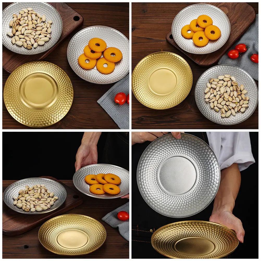 Stainless Steel Fruit Dessert Tray Vintage Hammer Plate Round Outdoor Camping Dinner Plate Creative Metal Serving Platter Snack
Stainless Steel Fruit Dessert Tray Vintage Hammer Plate Round Outdoor Camping Dinner Plate Creative Metal Serving Platter Snack