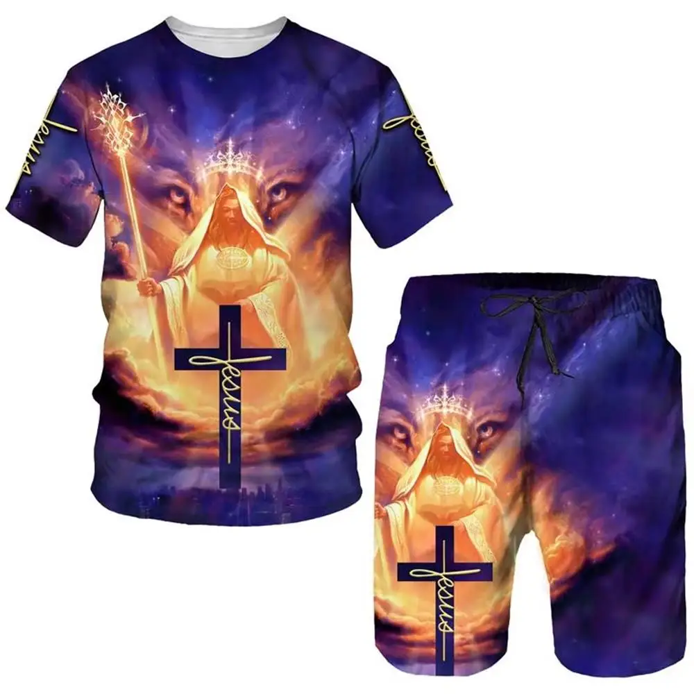 Summer Men Tracksuits 3D Print Cross Jesus Men Christian Beach Suit Women T-Shirt Shorts Sets Kid T Shirts Shorts 2 Pieces Set
Summer Men Tracksuits 3D Print Cross Jesus Men Christian Beach Suit Women T-Shirt Shorts Sets Kid T Shirts Shorts 2 Pieces Set