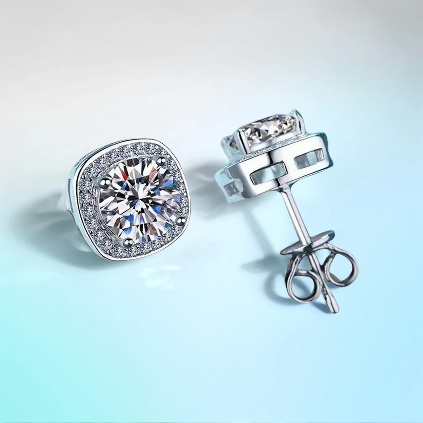 1Ct D Color Princess Cut Moissanite Stud Earrings S925 Sterling Silver Micro Pave Halo Setting GRA Certified Classic Earrings
1Ct D Color Princess Cut Moissanite Stud Earrings S925 Sterling Silver Micro Pave Halo Setting GRA Certified Classic Earrings