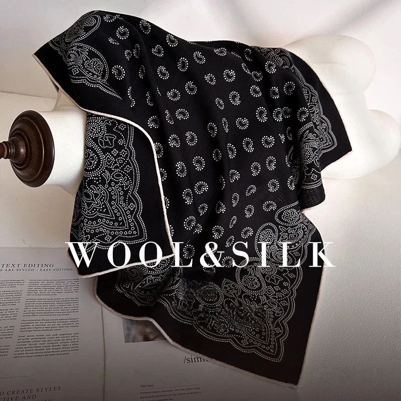 70% Wool 30% Silk Scarf Women Winter Ethnic Black Pink Paisley Print Neck Scarves Shawls Wraps Female Hijab Ladies Accessories
70% Wool 30% Silk Scarf Women Winter Ethnic Black Pink Paisley Print Neck Scarves Shawls Wraps Female Hijab Ladies Accessories