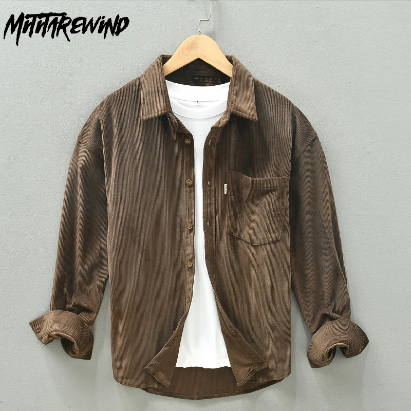 Autumn Winter Men's Full Sleeve Shirt Daily Causal Shirts Corduroy Loose Shirts Lapel Brown Shirt with Pocket Vintage Clothes
Autumn Winter Men's Full Sleeve Shirt Daily Causal Shirts Corduroy Loose Shirts Lapel Brown Shirt with Pocket Vintage Clothes