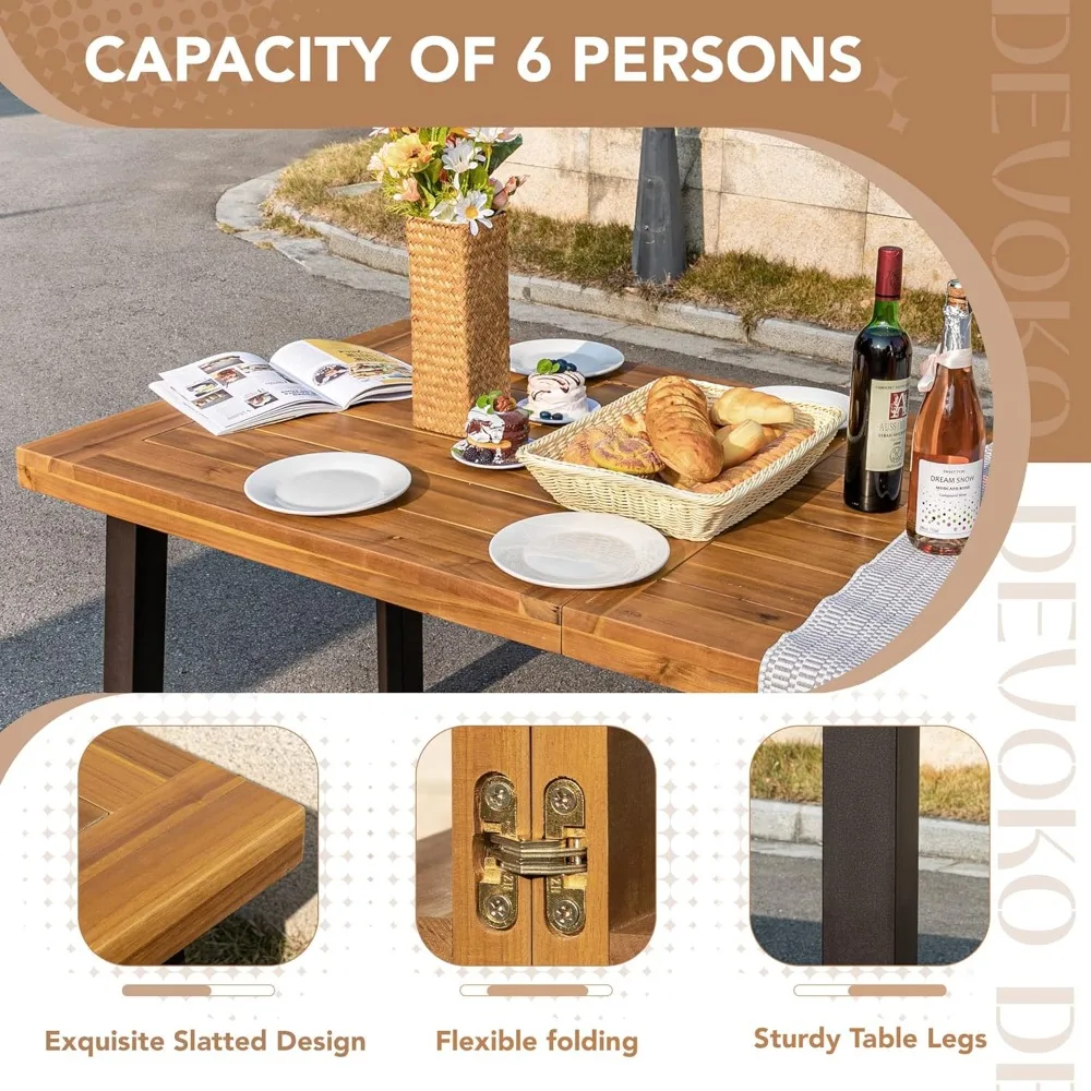 Home Acacia Wood Dining Table 6-Person Indoor Outdoor Table with Iron Legs, Sandblast Finish, Natural Stained
Home Acacia Wood Dining Table 6-Person Indoor Outdoor Table with Iron Legs, Sandblast Finish, Natural Stained