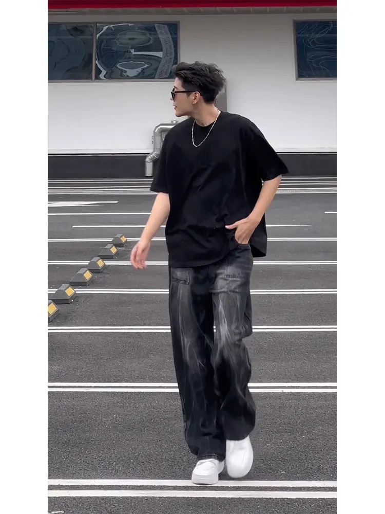 Bla Lightning Pattern Workwear Jeans Men's Spring American Dyed Straight Leg Loose Wide Leg Long Pants Youthful Sle
Bla Lightning Pattern Workwear Jeans Men's Spring American Dyed Straight Leg Loose Wide Leg Long Pants Youthful Sle