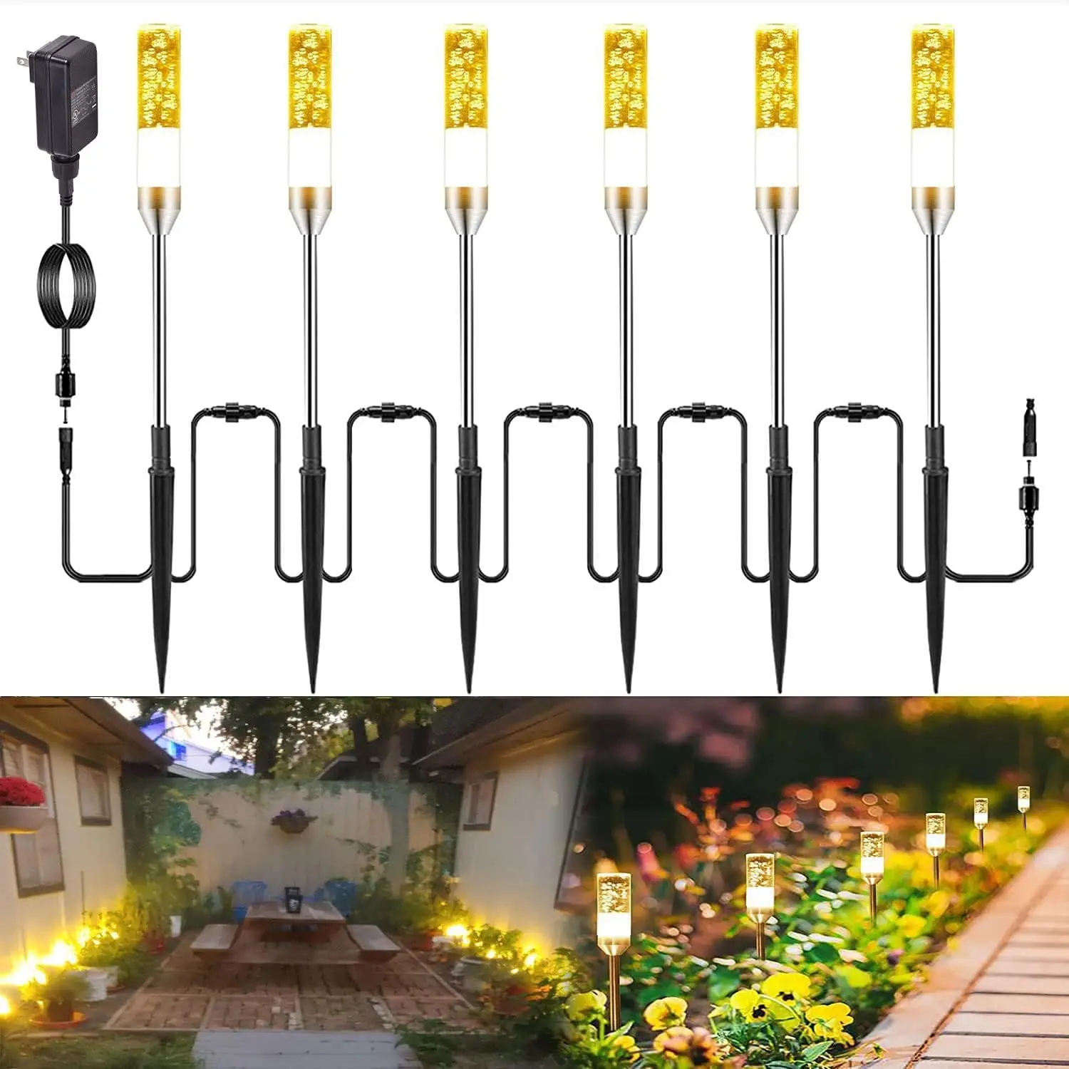 LED Pathway Lights, 4.8W 12V AC/DC, 570 Lumen, 6-Pack, IP65 Waterproof, 2700K Warm White, Extendable Outdoor Garden Lights for Y
LED Pathway Lights, 4.8W 12V AC/DC, 570 Lumen, 6-Pack, IP65 Waterproof, 2700K Warm White, Extendable Outdoor Garden Lights for Y