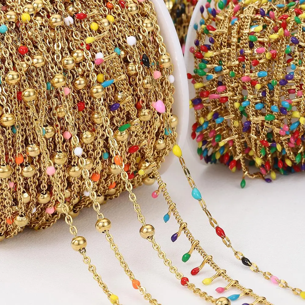 1Meter Stainless Steel Chains for DIY Jewelry Making Supplies Gold Plated Bead Balls Chain Enamel Necklace Bracelet Wholesale
1Meter Stainless Steel Chains for DIY Jewelry Making Supplies Gold Plated Bead Balls Chain Enamel Necklace Bracelet Wholesale