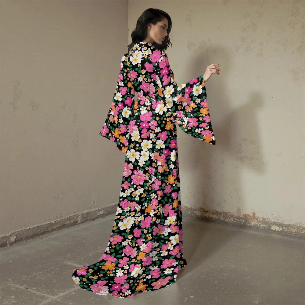 Женский сексуальный мягкий халат в стиле ретро с цветочным принтом, длинное кимоно с v-образным вырезом и поясом, высокая талия, разрезные рукава, домашняя одежда, накидка
Женский сексуальный мягкий халат в стиле ретро с цветочным принтом, длинное кимоно с v-образным вырезом и поясом, высокая талия, разрезные рукава, домашняя одежда, накидка