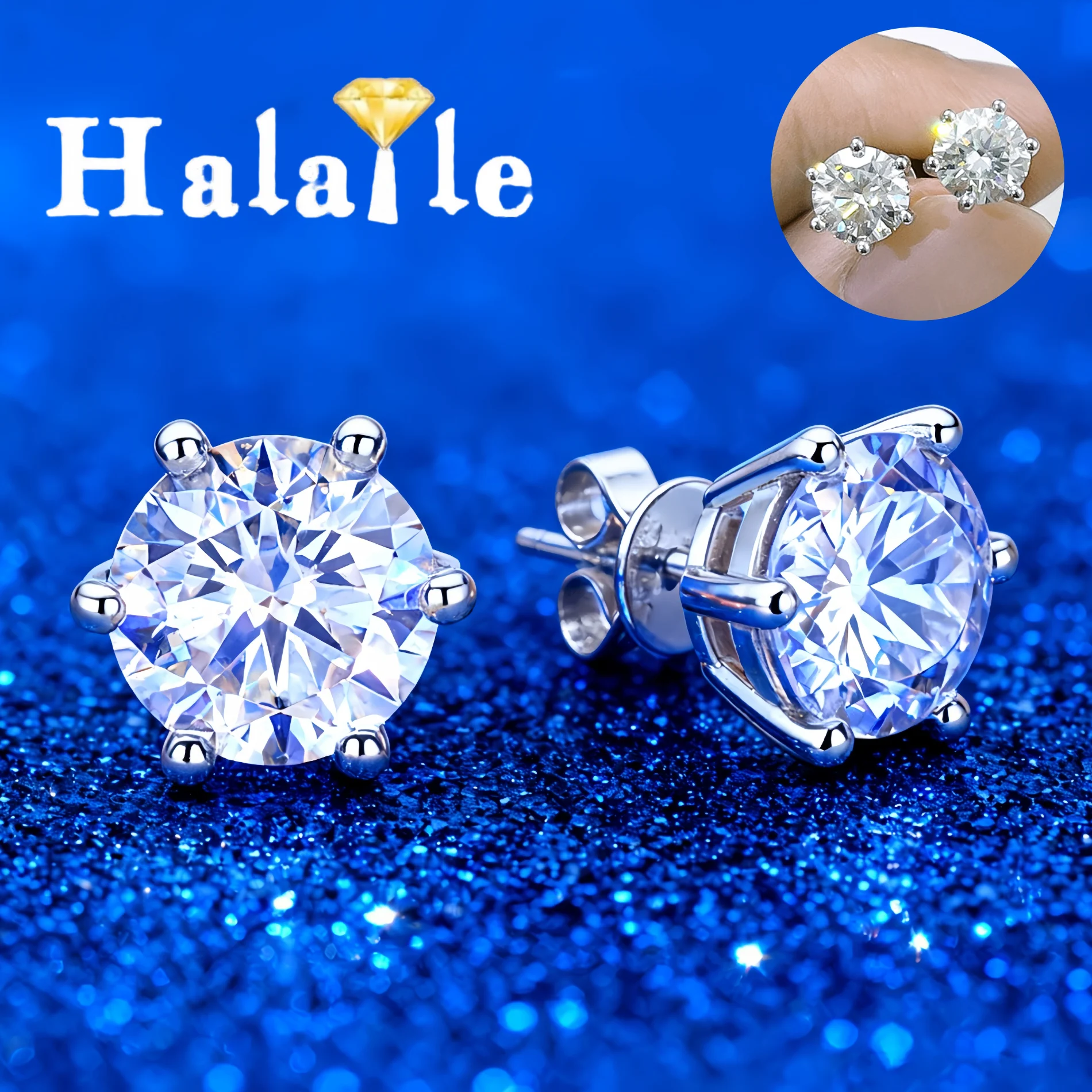Halaile 0.5-2CT Moissanite S925 Sterling Silver 6 claw Stud Earrings Classic Fine Jewelry Sparkly Dainty Gift for Women
Halaile 0.5-2CT Moissanite S925 Sterling Silver 6 claw Stud Earrings Classic Fine Jewelry Sparkly Dainty Gift for Women