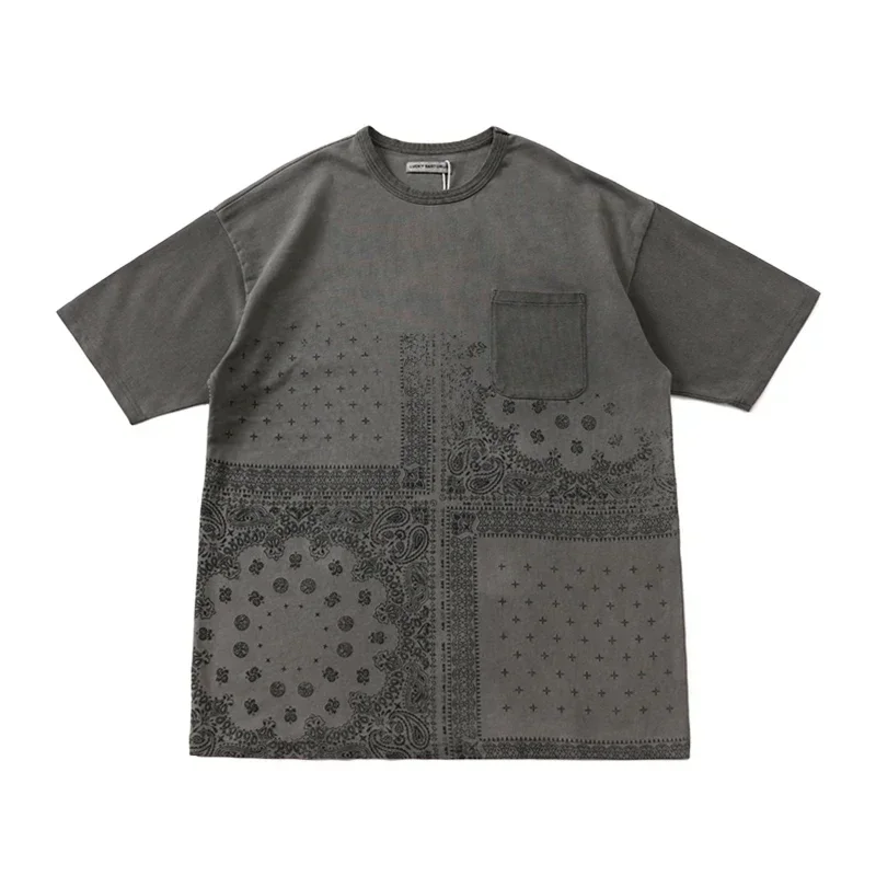 Japanese Vintage Washed Old Cotton Round Neck Loose Cashew Flower Short Sleeve T-shirt for Male Tee
Japanese Vintage Washed Old Cotton Round Neck Loose Cashew Flower Short Sleeve T-shirt for Male Tee