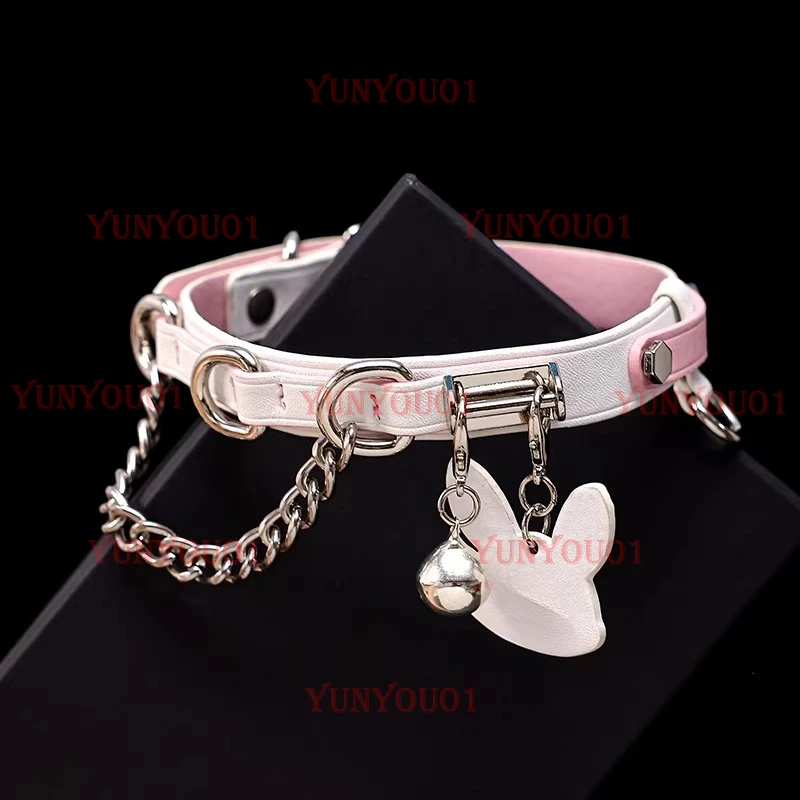Genuine Leather Pink White Rabbit Collar Female M Bell Engraved Tag
Genuine Leather Pink White Rabbit Collar Female M Bell Engraved Tag