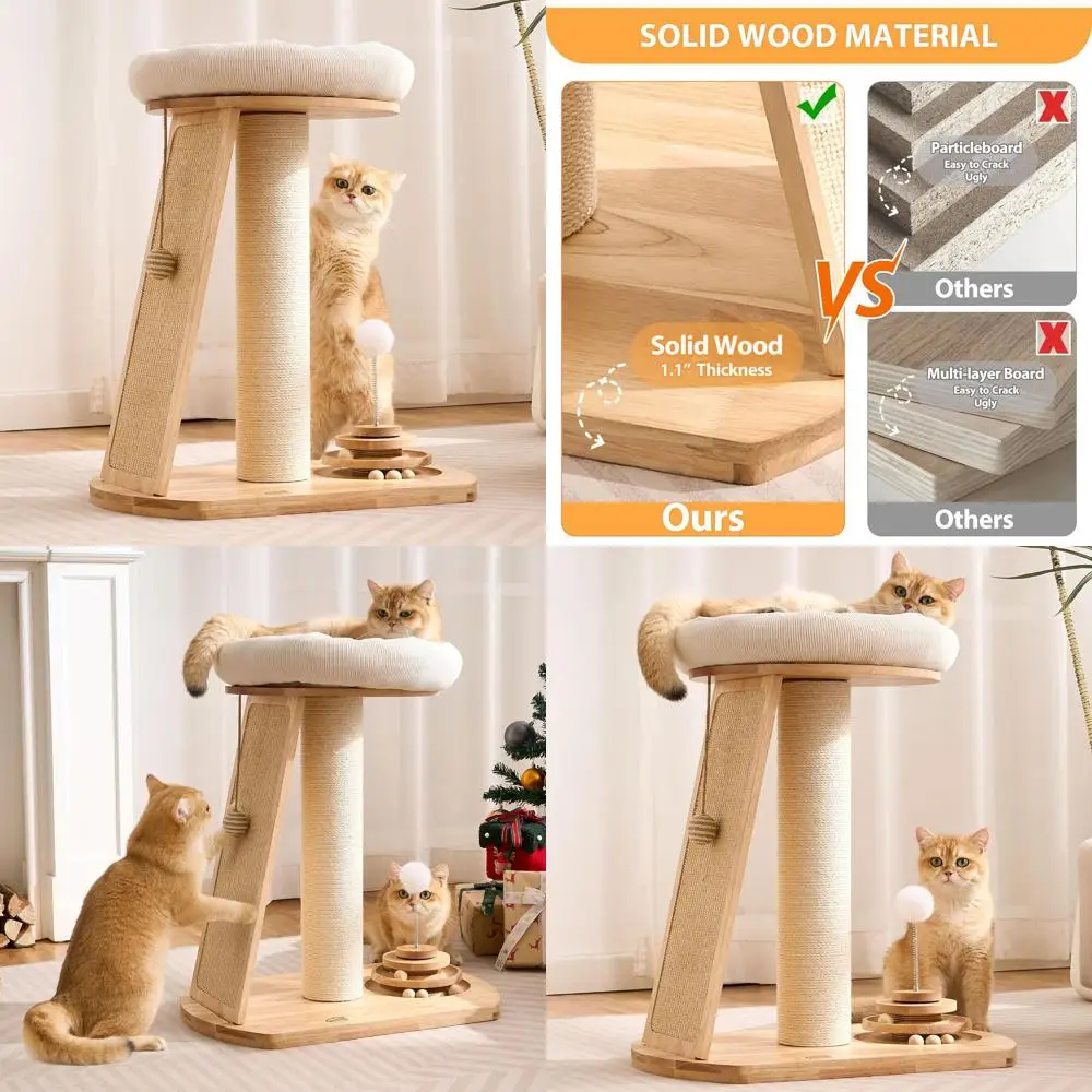 Компактная деревянная кошачья стойка с съемным лежаком и лежаком-когтодавилкой для кошек мелких и средних пород
Компактная деревянная кошачья стойка с съемным лежаком и лежаком-когтодавилкой для кошек мелких и средних пород