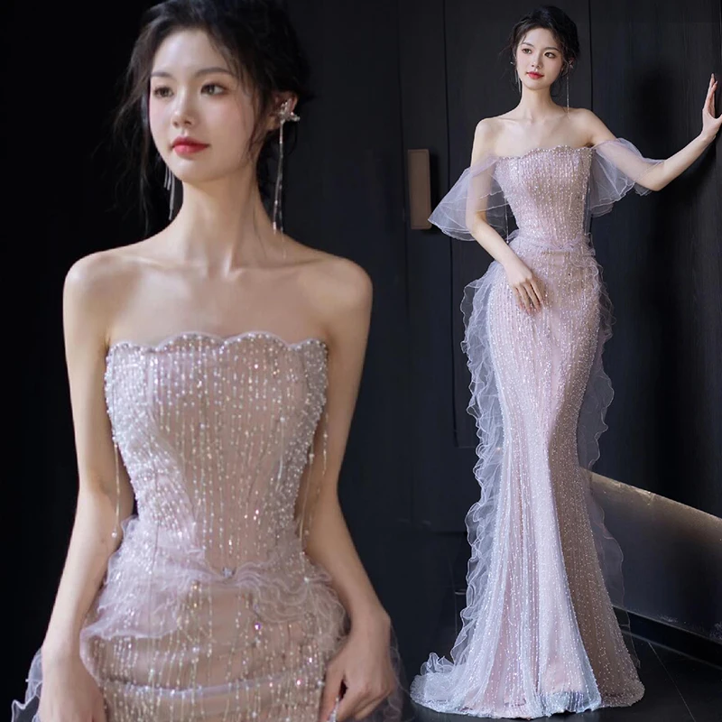 Ele Fi Tail Evening Gown Women's New 2025 High-End Luxury One-oulder Wedding Dr Korean Sle Beaded Mid-Waist Long...
Ele Fi Tail Evening Gown Women's New 2025 High-End Luxury One-oulder Wedding Dr Korean Sle Beaded Mid-Waist Long...