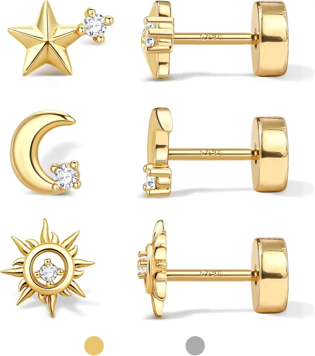3 Pairs Stud Earrings Silver 925 for Women Men Earrings Silver 925 Studs 14K Gold Plated Small
3 Pairs Stud Earrings Silver 925 for Women Men Earrings Silver 925 Studs 14K Gold Plated Small