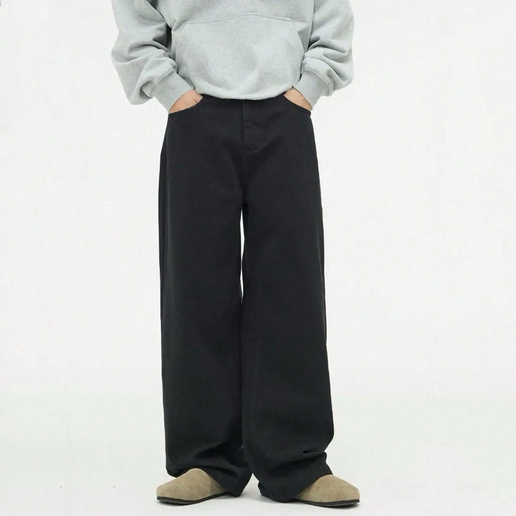 Summer Men's Loose Straight Jeans Cotton Soft Drape Business Casual Wide Leg Trousers Classic Pure Black Baggy Pants
Summer Men's Loose Straight Jeans Cotton Soft Drape Business Casual Wide Leg Trousers Classic Pure Black Baggy Pants