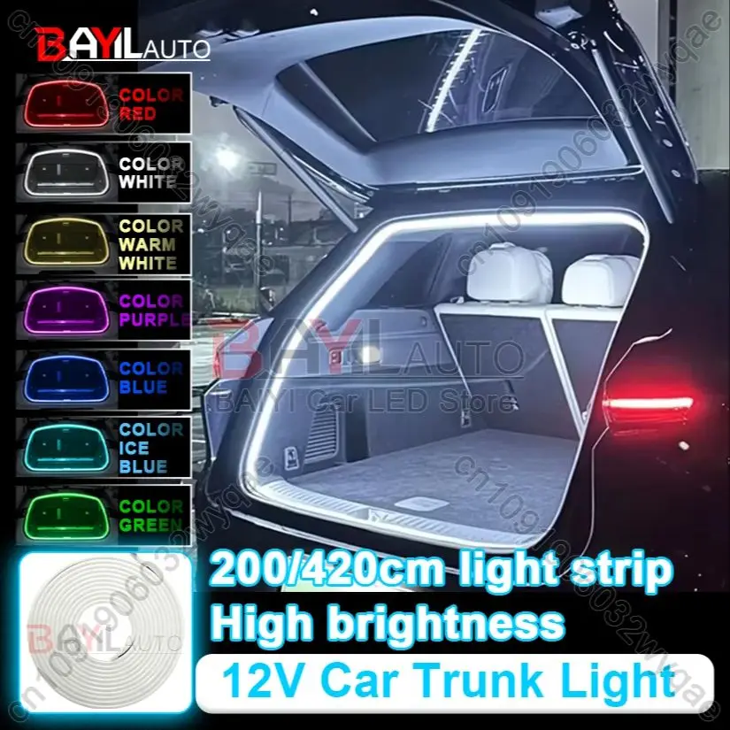 12 В автомобильное освещение багажника высокой яркости, внутреннее светодиодное освещение без проводки, автоматическое определение задней двери, полоса 200/420 см
12 В автомобильное освещение багажника высокой яркости, внутреннее светодиодное освещение без проводки, автоматическое определение задней двери, полоса 200/420 см