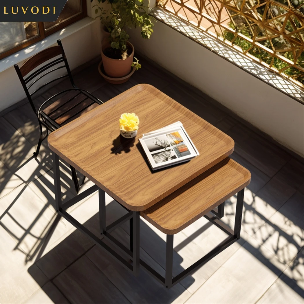 LUVODI Set of 2 Industrial Coffee Table Retro Square Wooden Center Tea Table Living Room Sofa Table with Metal Base
LUVODI Set of 2 Industrial Coffee Table Retro Square Wooden Center Tea Table Living Room Sofa Table with Metal Base