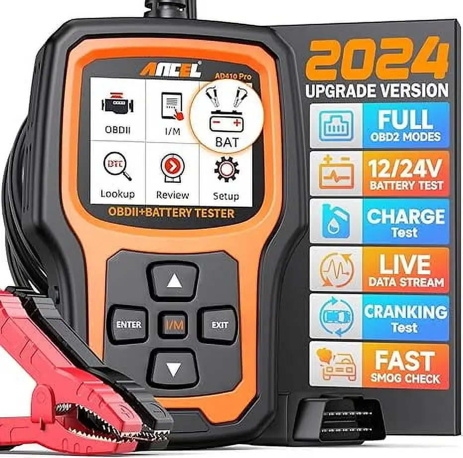 Сканер OBD2 AD410 Pro Тестер аккумуляторов 2 в 1,12 В 100-2000 CCA Тест зарядки автомобильного аккумулятора, проверка двигателя Считыватель автомобильных кодов S
Сканер OBD2 AD410 Pro Тестер аккумуляторов 2 в 1,12 В 100-2000 CCA Тест зарядки автомобильного аккумулятора, проверка двигателя Считыватель автомобильных кодов S
