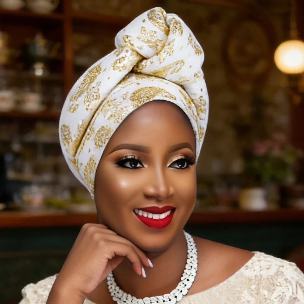 Shining Top Knotted African Headtie Women's Turban Cap Traditional African Headdress Auto Gele Head Wraps Nigerian Wedding Geles
Shining Top Knotted African Headtie Women's Turban Cap Traditional African Headdress Auto Gele Head Wraps Nigerian Wedding Geles