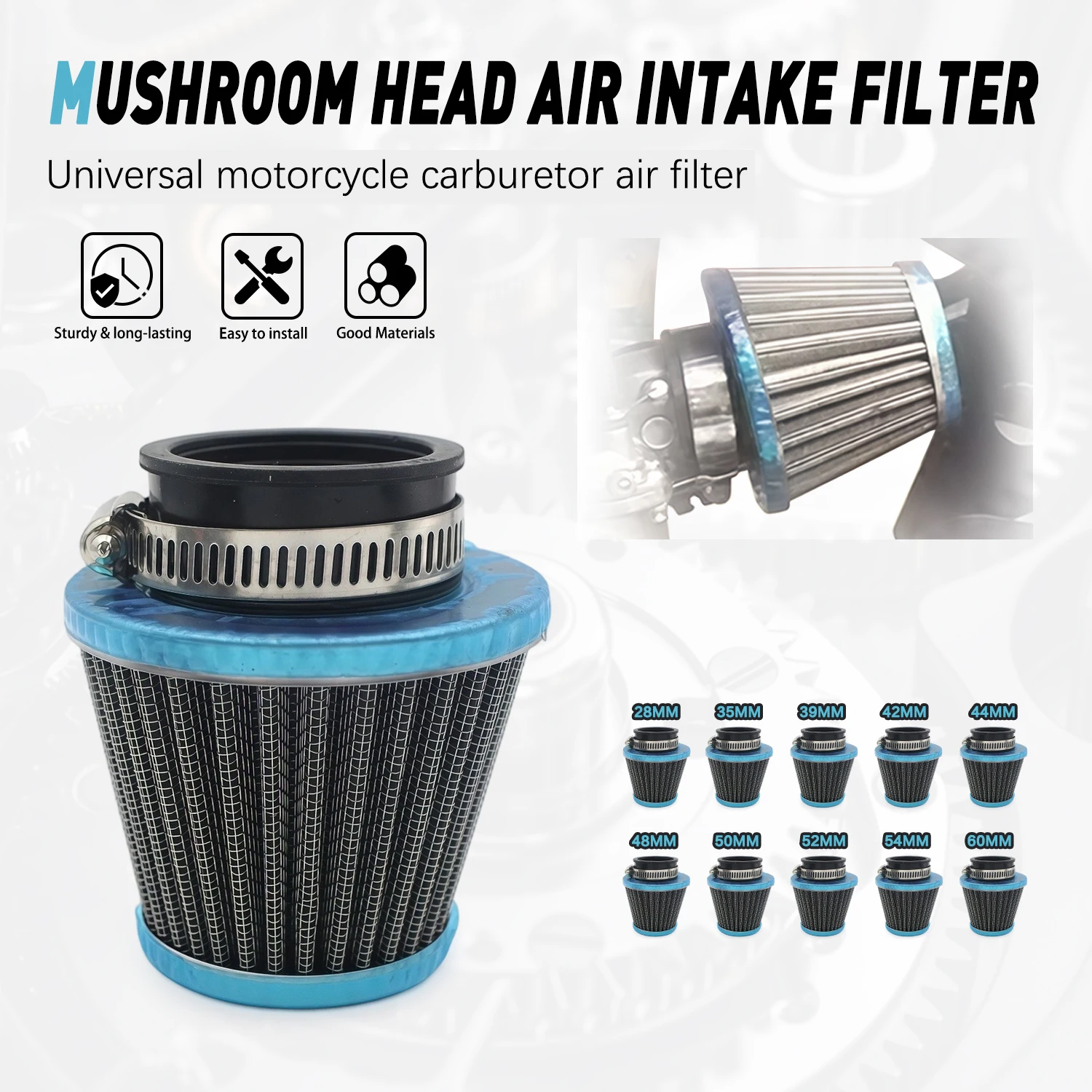 35/39/42/44/48/50/52/54/60MM Universal Motorcycle Carburetors Air Filter Nonwoven Material Mushroom Head Intake Cleaner Part
35/39/42/44/48/50/52/54/60MM Universal Motorcycle Carburetors Air Filter Nonwoven Material Mushroom Head Intake Cleaner Part