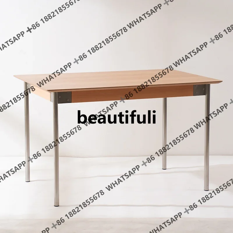 R Solid wood antique dining table Small apartment retro household rectangular stainless steel leg rice table Nordic
R Solid wood antique dining table Small apartment retro household rectangular stainless steel leg rice table Nordic