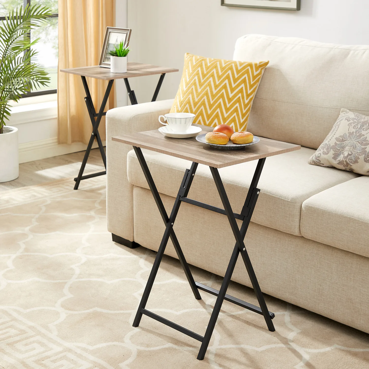 2-Piece Folding TV Tray Table Noassembly Required Portable Sofa Side Table, Industrial Snack Table for Small Spaces, Space-Savin
2-Piece Folding TV Tray Table Noassembly Required Portable Sofa Side Table, Industrial Snack Table for Small Spaces, Space-Savin