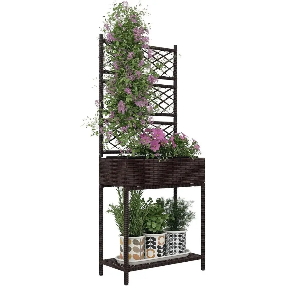 Elevated Garden Bed with Trellis, Outdoor Wicker Planter, Freestanding Rattan Plant Stand with Storage for Climbing Plants, Flow
Elevated Garden Bed with Trellis, Outdoor Wicker Planter, Freestanding Rattan Plant Stand with Storage for Climbing Plants, Flow