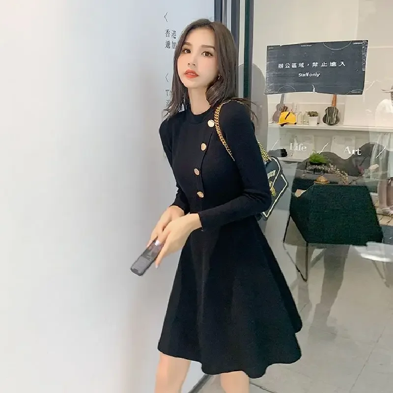 Long Sleeved Waistband Small Knit Dress Solid Round Neck Sweater A-line Spring Autumn Chic Women's Street Avant-garde F38
Long Sleeved Waistband Small Knit Dress Solid Round Neck Sweater A-line Spring Autumn Chic Women's Street Avant-garde F38