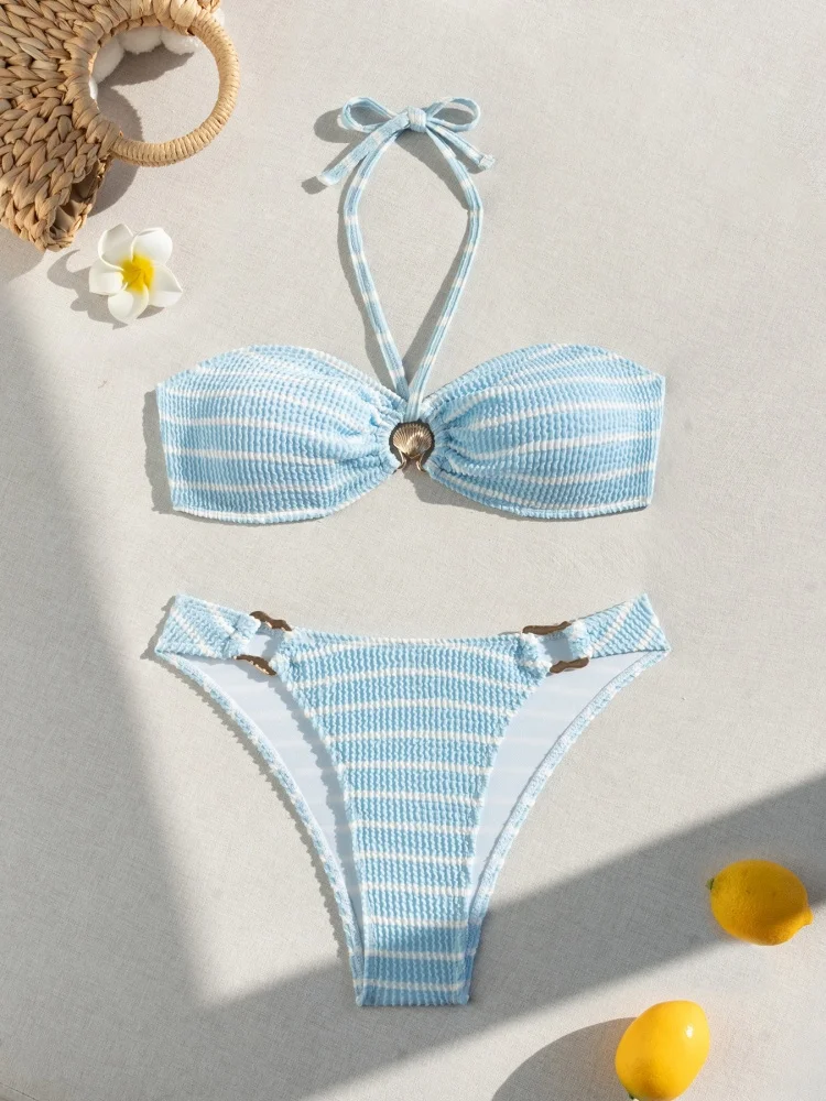 Bikini Women Swimsuit 2025 New Striped Halter Design Bikinis Set Sexy Metal Decoration Swimwear Summer Beach Bathing Suit Female
Bikini Women Swimsuit 2025 New Striped Halter Design Bikinis Set Sexy Metal Decoration Swimwear Summer Beach Bathing Suit Female