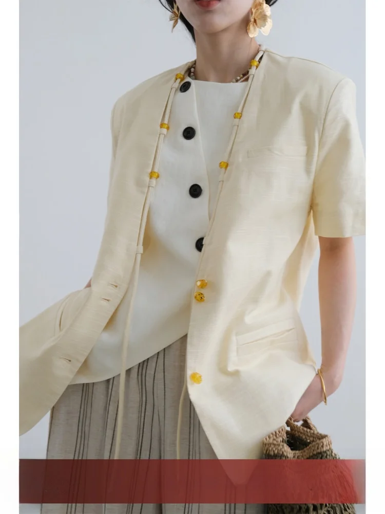 Casual Loose Thin ort Sve Women's Coat Summer Leisure Aosphere Bead Decorations VG Corridor Straight Tube ape
Casual Loose Thin ort Sve Women's Coat Summer Leisure Aosphere Bead Decorations VG Corridor Straight Tube ape