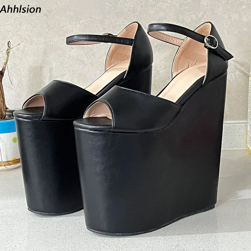 Ahhlsion Handmade Women Summer Sandals Wedges High Heeled Round Toe Elegant Black Casual Shoes Ladies US Plus Size 4-15
Ahhlsion Handmade Women Summer Sandals Wedges High Heeled Round Toe Elegant Black Casual Shoes Ladies US Plus Size 4-15