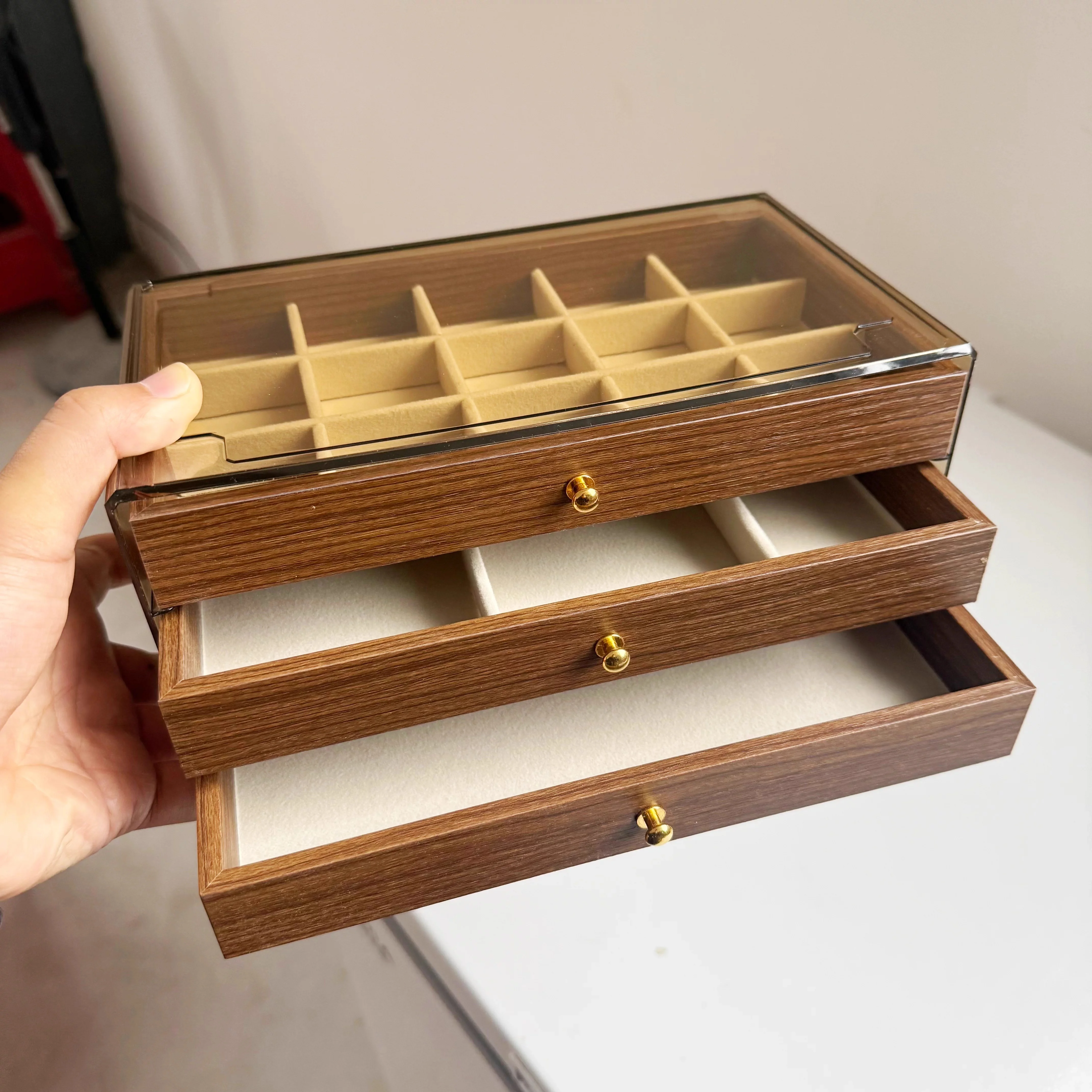 Multi-layer Large Capacity Drawer Style Brown Acrylic Jewelry Storage Box Walnut Color Texture Trinkets Jewelry Organizer Boxes
Multi-layer Large Capacity Drawer Style Brown Acrylic Jewelry Storage Box Walnut Color Texture Trinkets Jewelry Organizer Boxes