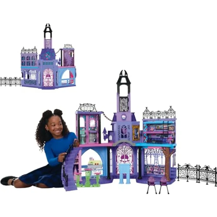 Monster High Doll House: Haunted High School Playset for storytelling, plastic construction, purple-black color scheme, 7 inter
Monster High Doll House: Haunted High School Playset for storytelling, plastic construction, purple-black color scheme, 7 inter